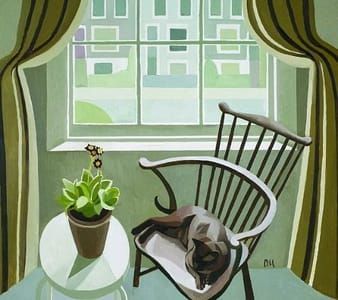 Artwork Title: Still Life with Auricula and Cat