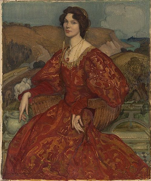 Artwork Title: Sybil Waller in a Red and Gold Dress
