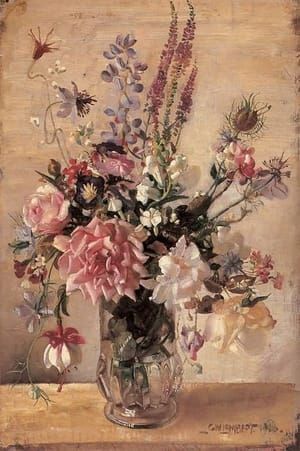 Artwork Title: A garden bunch (A Garden Bunch; An arrangement of Old English Cottage Flowers; Flower Piece Number 1