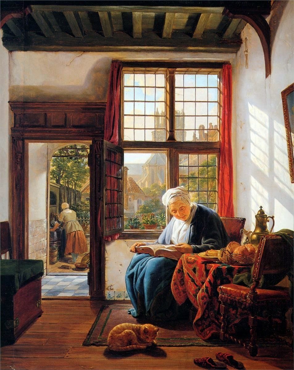 Artwork Title: Old Woman Reading at a Window