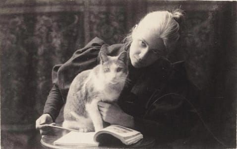 Artwork Title: Amelia C. Van Buren with a Cat