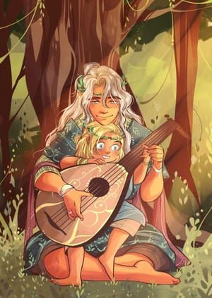 Artwork Title: Oropher Teaches Thranduil the Lute