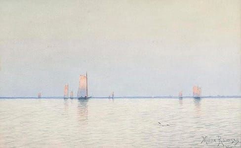 Artwork Title: Horizon Seascape With Sailboats