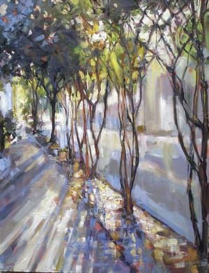 Artwork Title: Sunlight Through the Crepe Myrtles