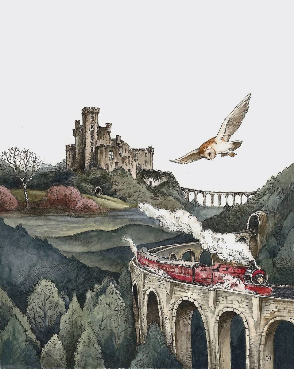 Artwork Title: Hogwarts Express and Scottish Landscape