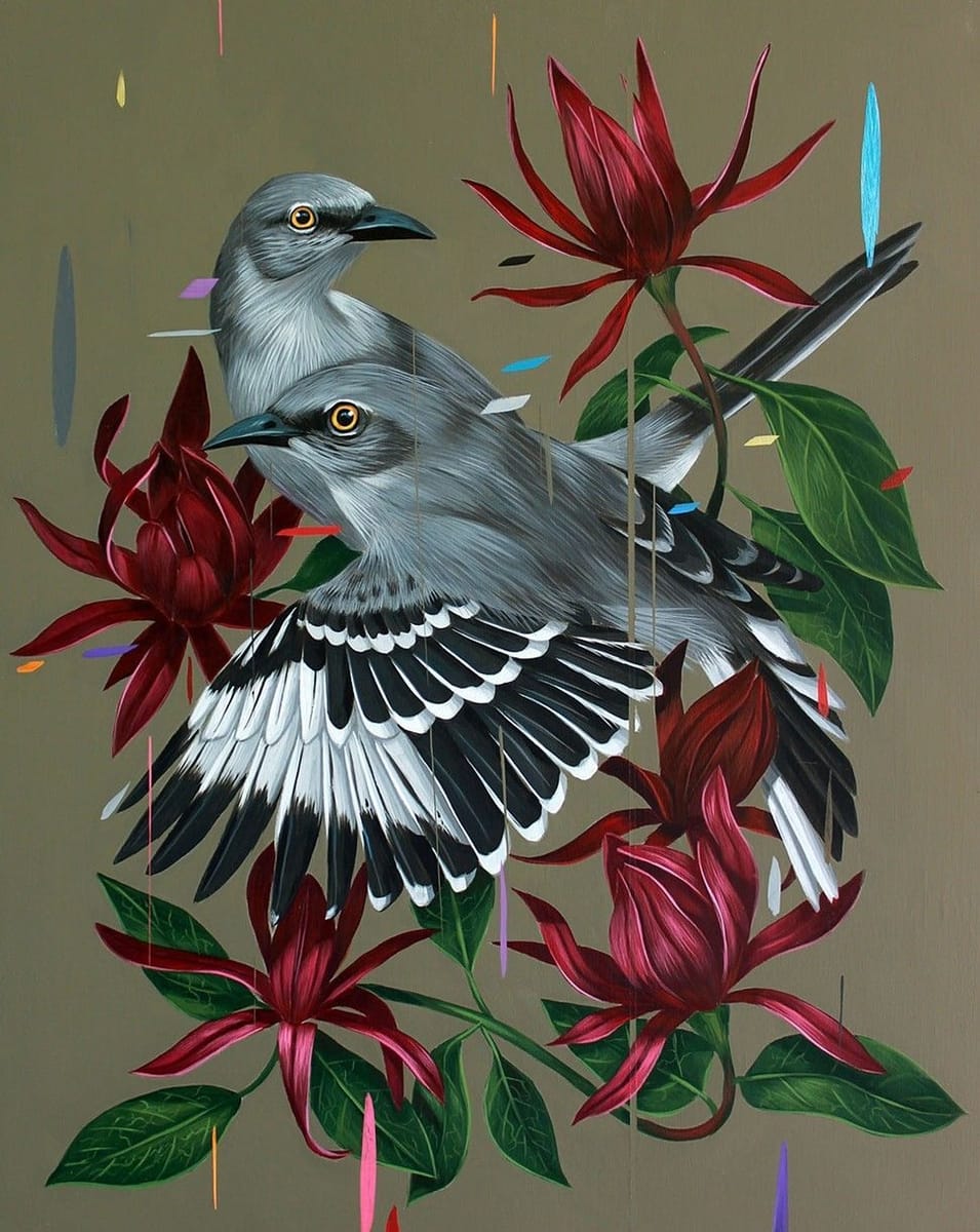 Artwork Title: Mockingbirds and Calycanthus