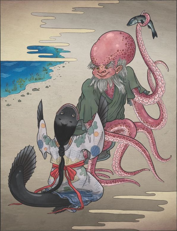 Artwork Title: Tako Nyūdō & Unagi Hime