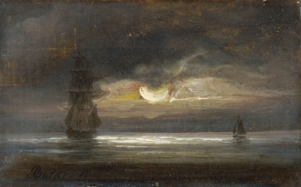 Artwork Title: Two Sailing Ships by Moonlight