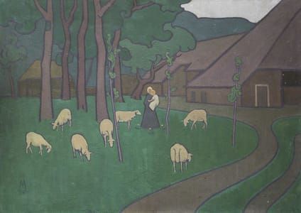 Artwork Title: Landschap met boerderij in Drenthe (Landscape with Farm in Drenthe)