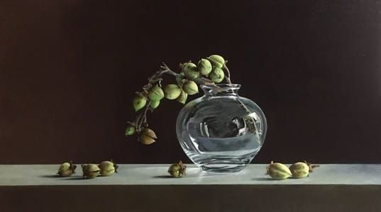 Artwork Title: Branch of Anna Paulowna Tree on Crystal Vase