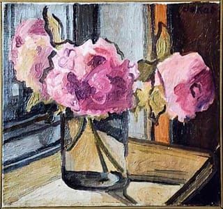 Artwork Title: Still Life with Roses (Peonies?) in Glass Vase