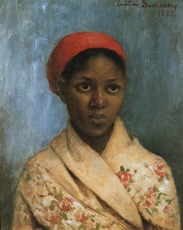 Artwork Title: Ung afrikanska i röd sjal (Young African in a Red Shawl)