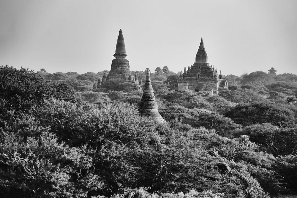 Artwork Title: View of the pagodas of Nyaung-U over the trees