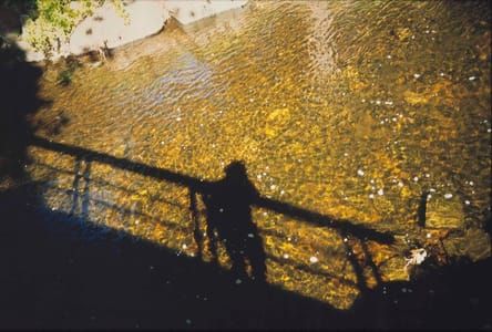 Artwork Title: Self-portrait on bridge at golden river at Silver Hill