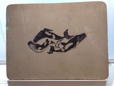 Artwork Title: Three Whales, Lithograph stone