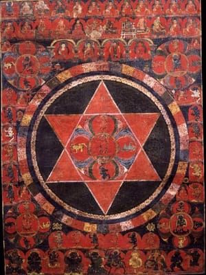 Artwork Title: 金刚瑜伽佛母坛城 Mandala of Vajrayogini (Buddhist Deity) - Vajravarahi, Red 16世纪