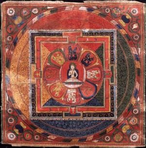 Artwork Title: Mandala of Vajrasattva (Bodhisattva & Buddhist Deity) - (Sarvadurgati Tantra, Eight Nagas)
