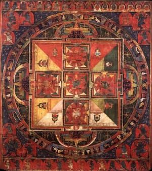 Artwork Title: 喜金刚坛城 Mandala of Hevajra - Combined Families (Vajrapanjara Tantra) 15世纪