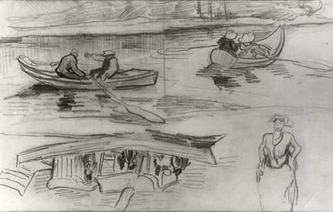 Artwork Title: Sketches of Boats and several Figures, Auvers-sur-Oise