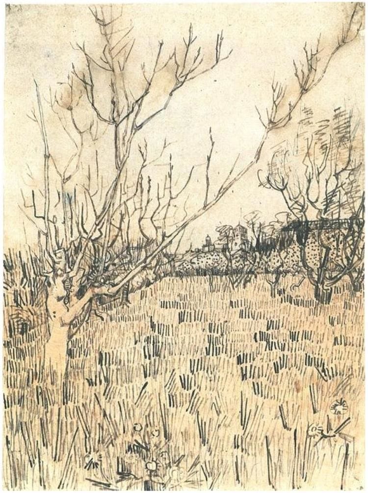 Artwork Title: Orchard with Arles in the Background