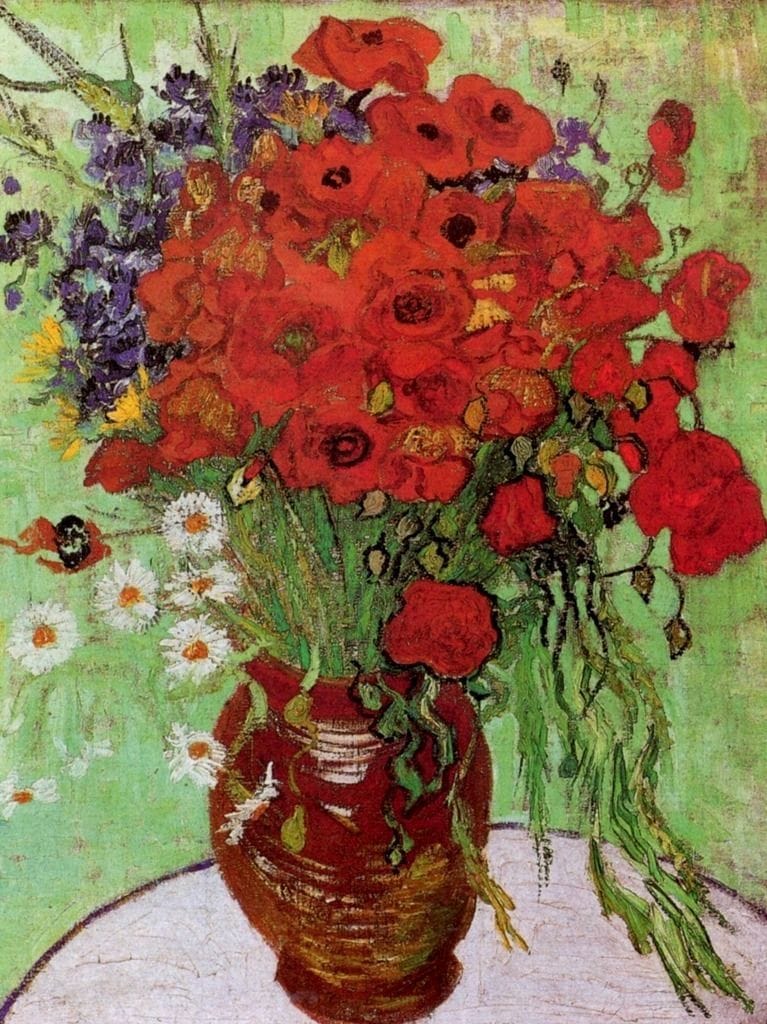 Artwork Title: Vase with red Poppies and Daisies