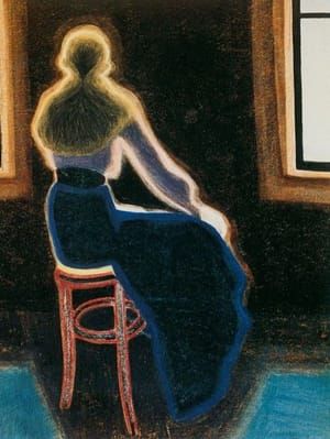 Artwork Title: Jeune femme de dos assise sur un tabouret