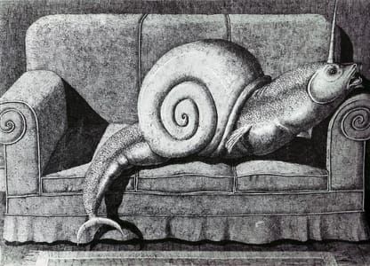Artwork Title: What is a Monster? Snail on Sofa