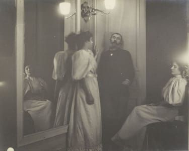 Artwork Title: Portrait of Henry Lerolle with two of his daughters, Yvonne and Christine and a mirror