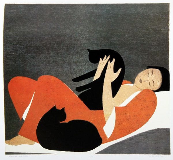 Artwork Title: Woman and Cats