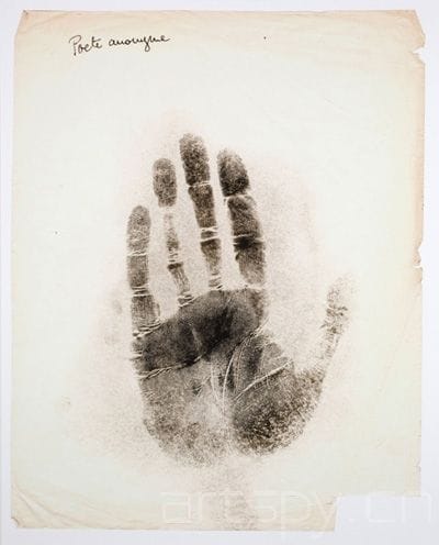Artwork Title: Handprint of an Anonymous Poet from Charlotte Wolff (1930s)