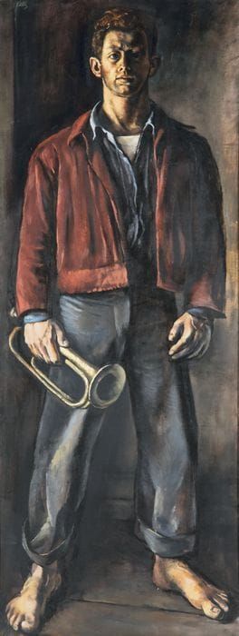 Artwork Title: Self-Portrait with Bugle