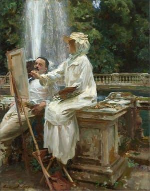 Artwork Title: Jane Erin Emmet and Wilfrid De Glehn at the Fountain, Villa Torlonia, Frascati