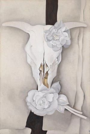 Artwork Title: Cow's Skull with Calico Roses