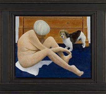 Artwork Title: Woman Cutting Toenails, Dog Watches