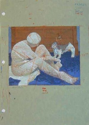 Artwork Title: Woman Cutting Toenails, Dog Watches