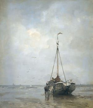Artwork Title: Bomschuit Op Het Scheveningse Strand (Fishing Boat on the Beach at Scheveningen)