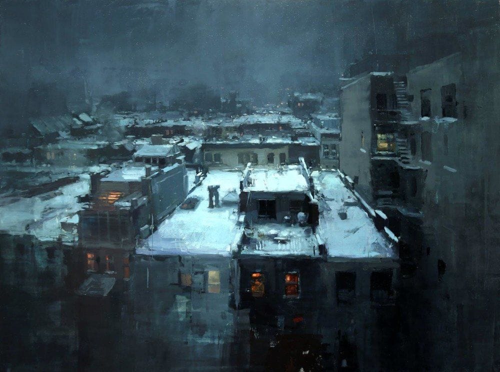 Artwork Title: Rooftops in the Snow