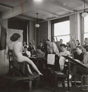 Artwork Title: Students Drawing A Nude Model In An Art Class, Columbia University