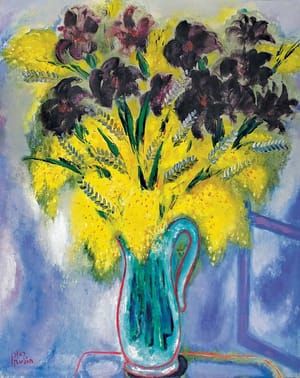 Artwork Title: Mimosas and Black Irises