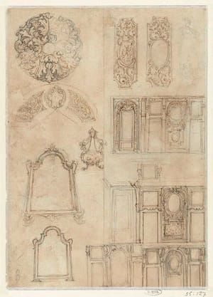 Artwork Title: Mirror frames and other architectural sketches