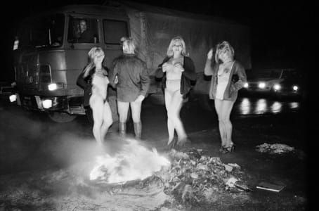 Artwork Title: Campania.Town of Naples. Prostitutes and transvestites warming themselves around a roadside fire