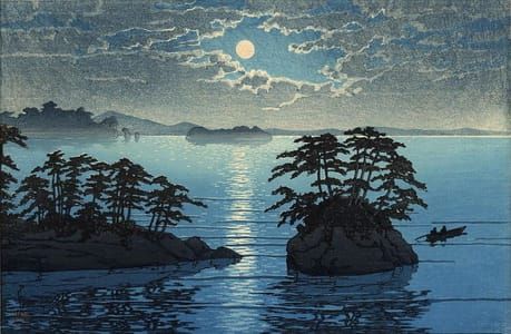 Artwork Title: Moonrise at Futago Island, Matsushima