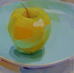 Artwork Title: Yellow Apple with Blue