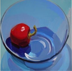 Artwork Title: Cherry Red Hot Pepper / Blue Glass