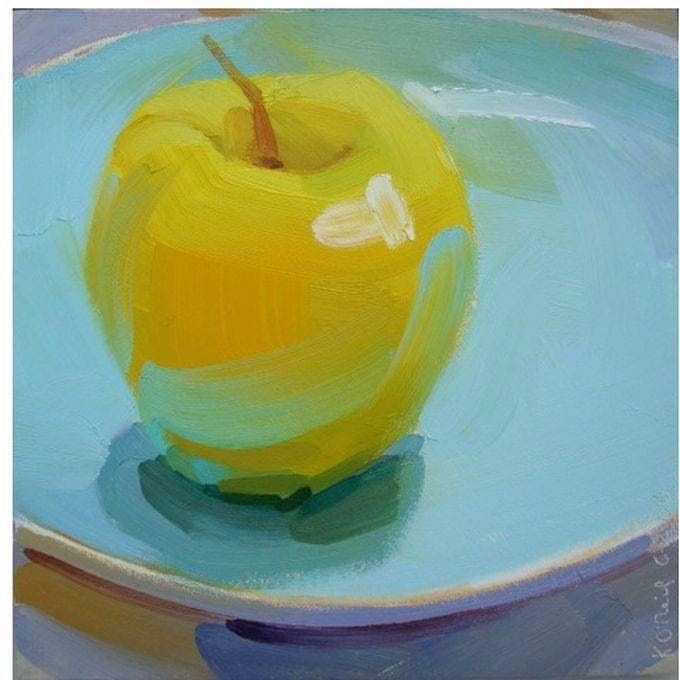 Artwork Title: Yellow Apple with Blue
