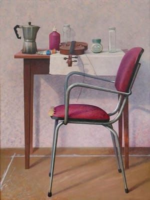 Artwork Title: Viool en rode stoel (Violin and Red Chair)