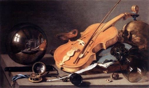 Artwork Title: Vanitas with Violin and Glass Ball