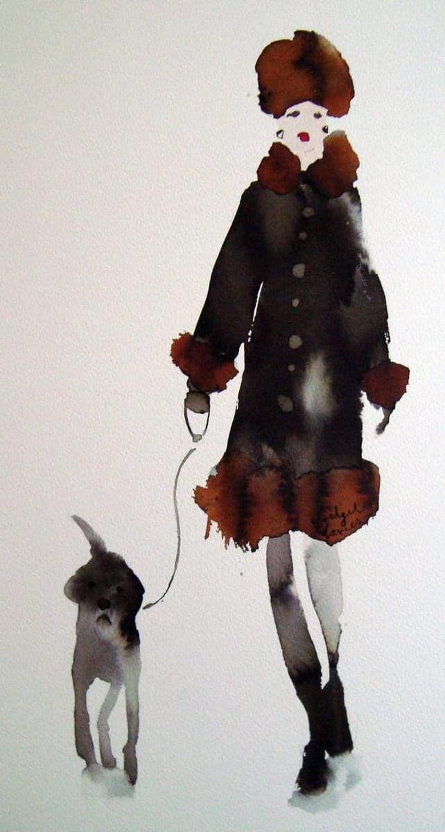Artwork Title: Walking the Dog - Black Dog Black Coat