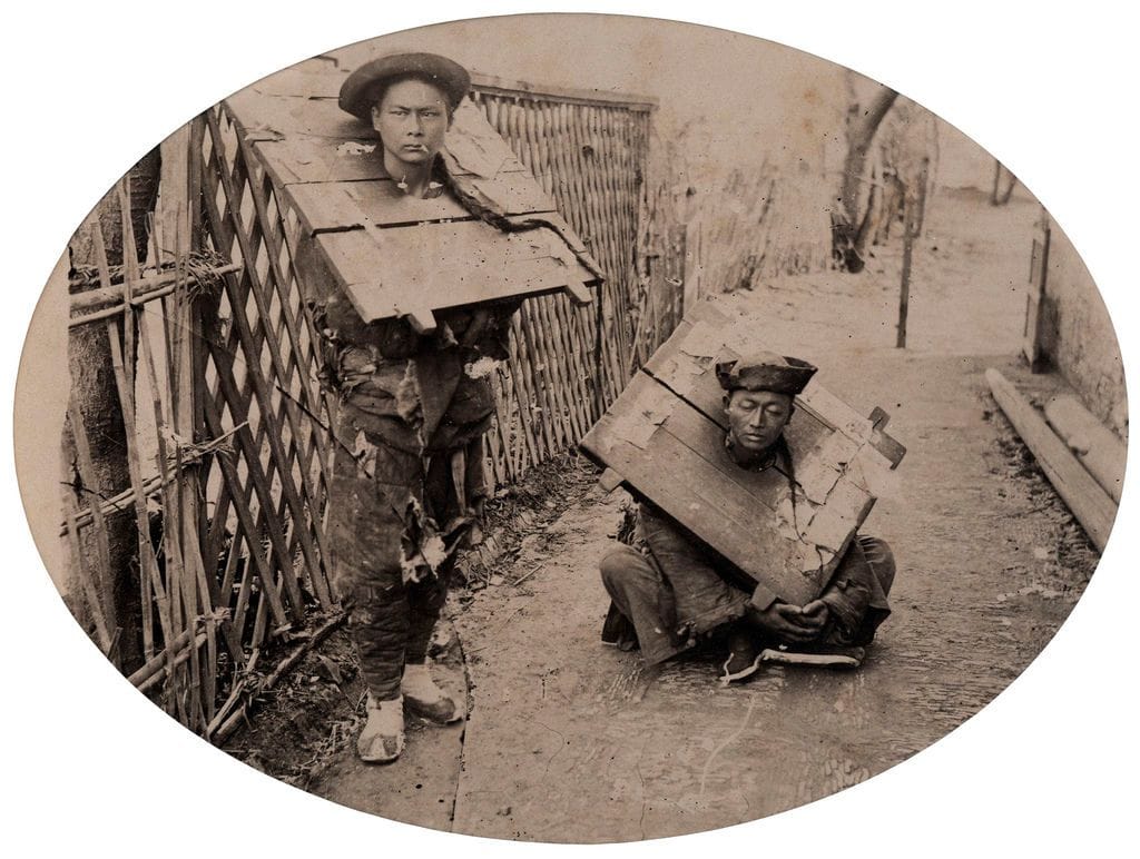 Artwork Title: Condemned to the Pillory, Shanghai, ca 1870