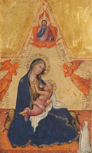 Artwork Title: Madonna of Humility, The Blessing Christ, Two Angels, and a Donor